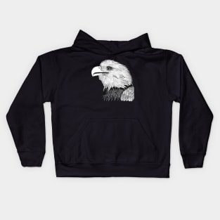 Hand drawn Bald eagle (pen and ink) Kids Hoodie